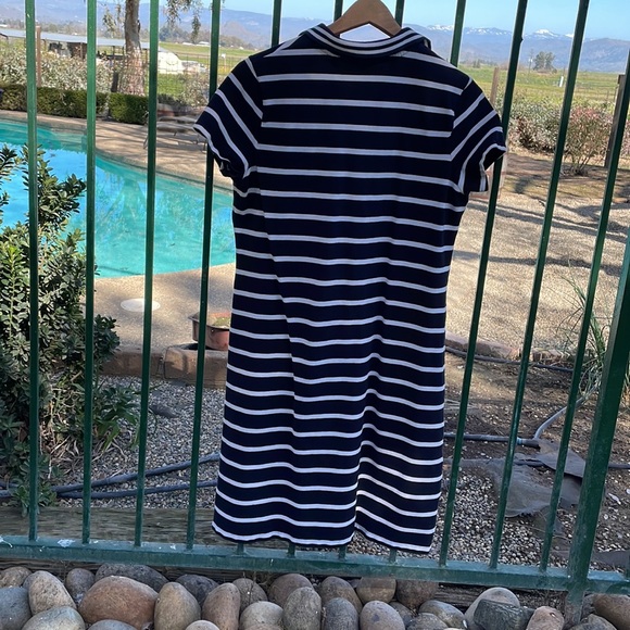 Do it all day dress! Lands End Polo Dress Black/White Stripes Size M (10-12) - Picture 2 of 5